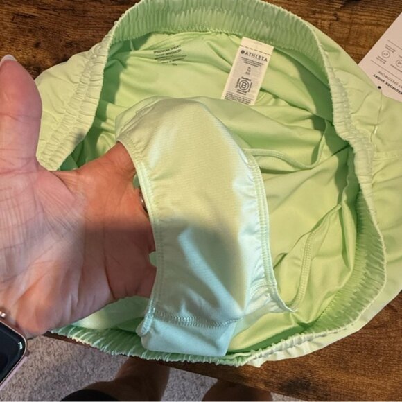 ATHLETA New Speedwork Mid Rise Run Shorts Lined Mint Green Lightweight Size XL - Picture 11 of 12